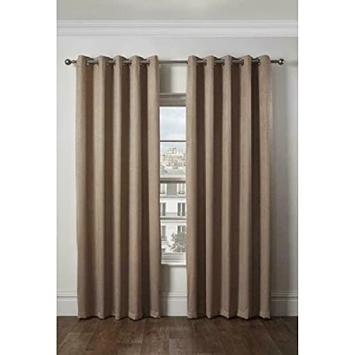 Image of Emma Barclay Ambiance Thermal Blackout Eyelet Curtains 3D Embossed With Reflective Reverse Weave in Taupe Width 46 x Drop 72&quot; (116 183cm)