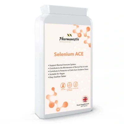Image of Selenium ACE with Vitamins A, C &amp; E 365 Vegan Tablets 12 Month Supply for Maintenance of Normal Hair, Nails Immune System Made in UK