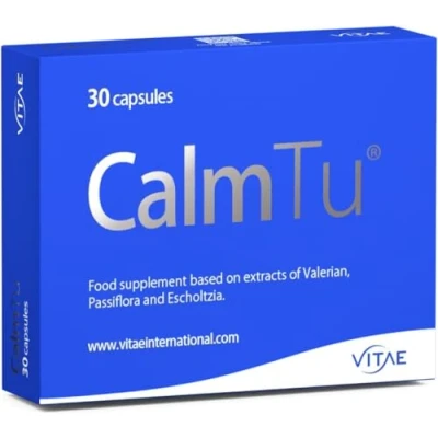 Image of Vitae CalmTu 30 Capsules Valerian, Passionflower and California Poppy Stress Anxiety Management Tranquilizing Effect No Side Effects Natural Ingredients