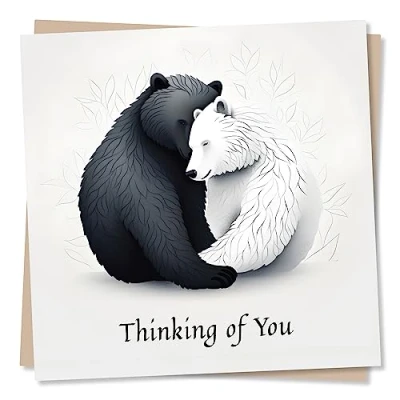 Image of Beautiful Hugging Bears Thinking of You Card Special for Your Family, Friends, Neighbours and Colleagues Sincere Heartfelt Greetings Wish Family Friends Made in UK