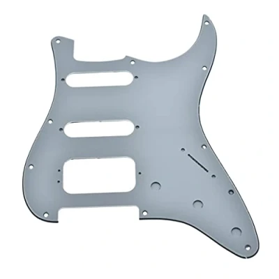 Image of KAISH 11 Hole American Modern Strat Style HSS Pickguard 3 Screw Round Corner Humbucking Pickup Mounting for Stratocaster/Strat White Ply