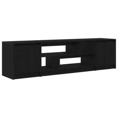 Image of vidaXL tv cabinet/entertainment center black oak 188.5x41x50 cm ample storage engineered wood media stand for living rooms/bedrooms