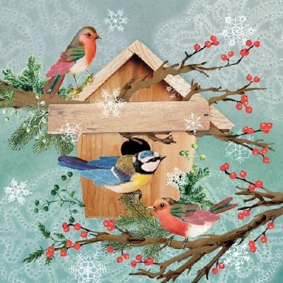 Image of Ambiente Paper Napkins Lunch/Party/ca. 33x33cm X Mas Bird House Christmas Ideal As A Gift And Decoration