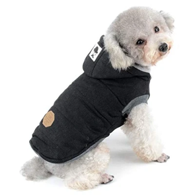 Image of SELMAI Hooded Warm Coats and Jackets for Dogs Fleece Padded Winter Pet Clothes Small Girls Boys Chihuahua Puppy Yorkie Walking Playing Outdoor Cold Weather Proof Black M