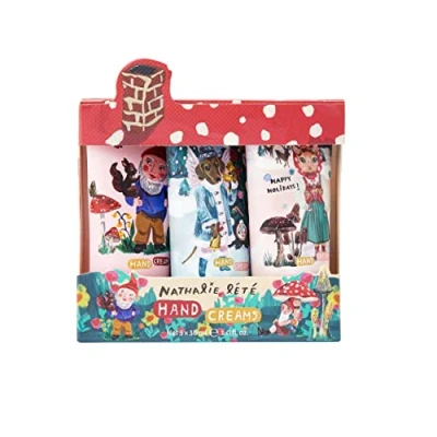 Image of Vintage &amp; Co Beauty x Nathalie Lete Christmas Hand Cream Trio 3 30ml Nourishing Set, Delightful Scents for Your Skincare Routine! Moisturizing Trio, Gift Worthy Packaging
