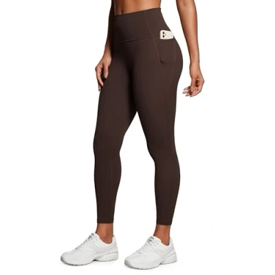Image of CRZ Yoga Women&#039;s Butterluxe 25&#039;&#039; Gym Leggings with Pockets High Waisted Workout Buttery Soft Hot Fudge Brown 6