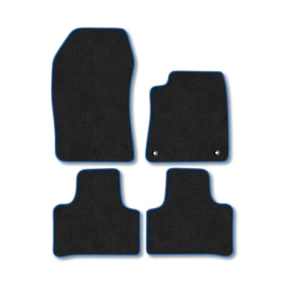 Image of Car Mats Compatible with Peugeot 408 (2019 ) Tailored Fit Blue Carpet Floor Set Accessory Custom 4 Pieces Anti Slip Backing &amp; Binding Trim Edge