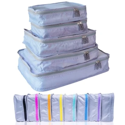 Image of MUMI Packing Cubes, 5 Cubes for Suitcases, Travel Bags Organizer Luggage, Essentials (Gray)