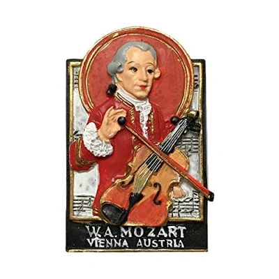 Image of 3D Mozart Vienna Austria Refrigerator Fridge Magnet Tourist Souvenirs Handmade Resin Craft Magnetic Stickers Home Kitchen Decoration Travel Gift