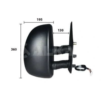 Image of 8149J8 Wing mirror ALKAR 9240921 Right Electric Heatable, with wide angle mirror, Long arm, Convex for left hand drive vehicles