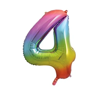 Image of 4 Shaped Rainbow Foil Balloon (86cm) Perfect for Celebrations, Party Decor, Birthday, And More 1 Pc