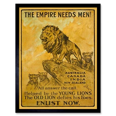 Image of Wee Blue Coo War Advert British Empire Enlist Recruit Art Print Framed Poster Wall Decor 12X16 Inch