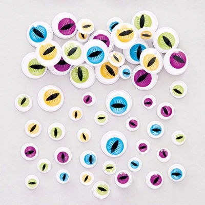 Image of Baker Ross AW780 Googly Sticky Back Halloween Monster Eye Set (Pack of 120), Solid, Assorted
