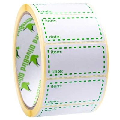 Image of OliveBird 500 x Freezer Labels On Roll, Size 50x25mm, White and Green Date for Food Self Adhesive