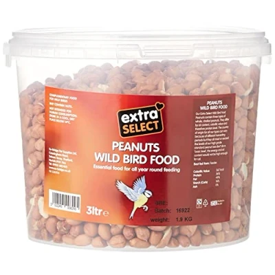 Image of Extra Select Wild Bird Peanuts: High Grade, Protein Rich, Year Round Food Peanuts Ideal for Winter Feed 3 Litre Tub