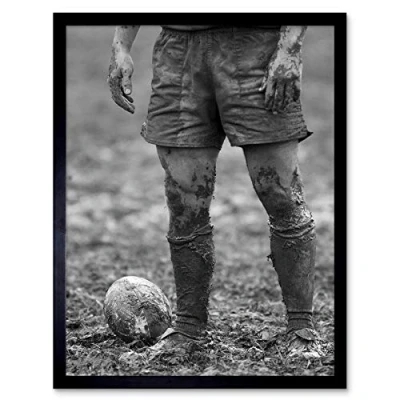 Image of Wee Blue Coo Dt Ball Rugby Mud Bowl Art Print Framed Poster Wall Decor 12X16 Inch