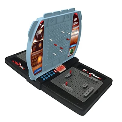 Image of Lexibook GT2800i1 Talking Sea Battle (French, English, Spanish, Portuguese), Electronic Board Game 1 or 2 Players, Interactive, Light and Sound Effects, Strategy, battery Operated, Grey/Black, white