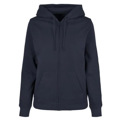 Image of Build Your Brand Women&#039;s Ladies Basic Zip Hoody Hooded Sweatshirt, Charcoal, L