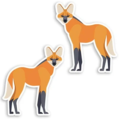 Image of 2 x 10cm Maned Wolf Vinyl Stickers Wolves Fox Wild Animal Sticker #34794 (10cm Tall)
