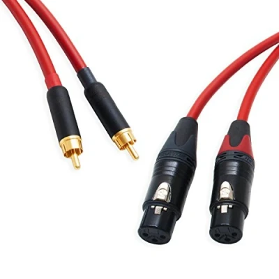 Image of Pseudo Balanced RCA Phono to Female XLR Lead (PAIR). Van Damme &amp; Neutrik Cable (1m, Red)