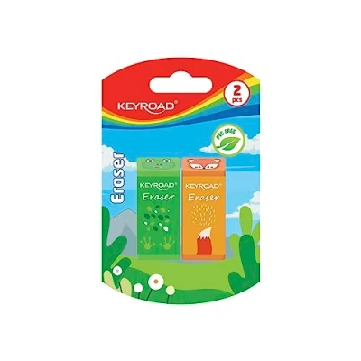 Image of KEYROAD Eraser Animals/Eraser for Pencil and Colouring Pencil/Pack of 2 Blisters/Mix Colours/Ideal School Office