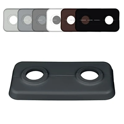 Image of Twin Double Radiator Pipe Collars, Anthracite Grey, for diameters: 15mm 16mm 18mm 21, 3mm; Heating Hole Covers/Rings/Surrounds/Roses, Plastic (15mm, RAL 7016)