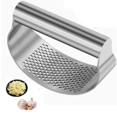 Image of Heavy Duty Garlic Press Rocker, Crusher, Easy Squeeze, Stainless Steel Mincer Tool, Clean, for Smashing Fresh Ginger