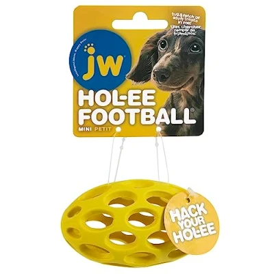 Image of JW Hol ee Roller American Football Shaped Durable Rubber Dog Toy, Chew Treat Dispensing Ball Mini,XS