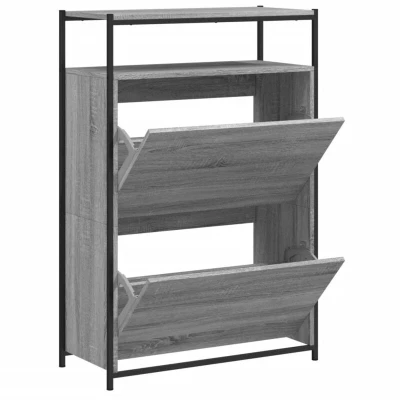 Image of vidaXL Shoe Cabinet Grey Sonoma 75x34x112 Engineered Wood