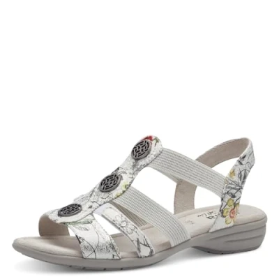 Image of Jana Women&#039;s 8 28165 42 Flat Sandal, White, 4 UK