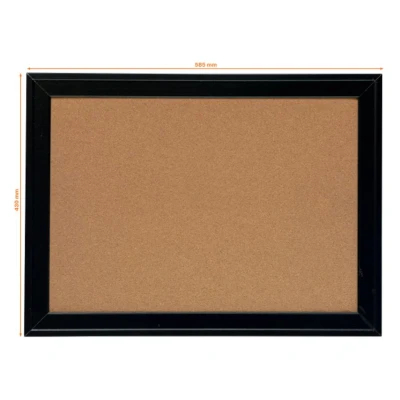 Image of Nobo Small Cork Notice Board With Contemporary Black Frame, Wall Mountable, Includes Fixing Kit, Home/Office, 585 x 430 mm, 1903922