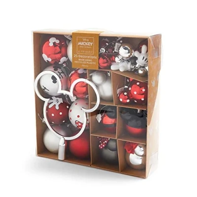 Image of Mickey &amp; Minnie Mouse 25 Baubles Hanging Christmas Decorations Xmas Tree