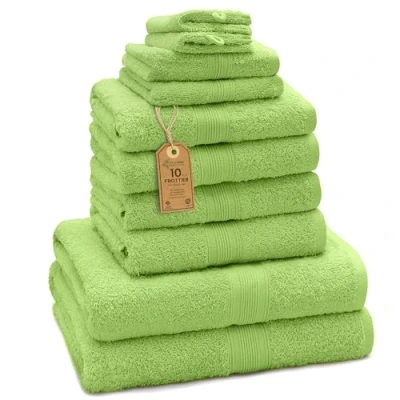 Image of Green MARK Textilien 10 Piece Terry Towel Set, Apple