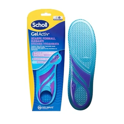 Image of Scholl GelActiv Insoles Formal and Elegant Shoes, Slim with GelWave Shock Absorbing Technology, Easy Fit Comfort for Feet, Without Feeling Tight Size L