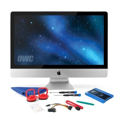 Image of OWC SSD Upgrade Kit For 2010 27 inch iMacs, Mercury Electra 250GB 6G SSD, 18&quot; SATA III 6Gbps data Cable, Power Installation tools and iMac screen adhesive tape set