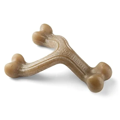 Image of Nylabone Maximum Strength Tough Extreme Gourmet Wishbone Dog Chew Toy, Infused with Extra Bacon Flavour Throughout the Bone, Large, for dogs 0 23kg,Brown