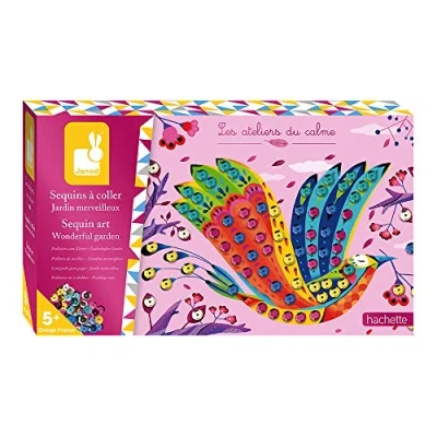 Image of Janod Wonderful Garden Stick on Sequin Set Les Ateliers du Calme Childrens Creative Leisure Kit Encourages Fine Motor Skills and Creativity Suitable for ages 5 up J07946