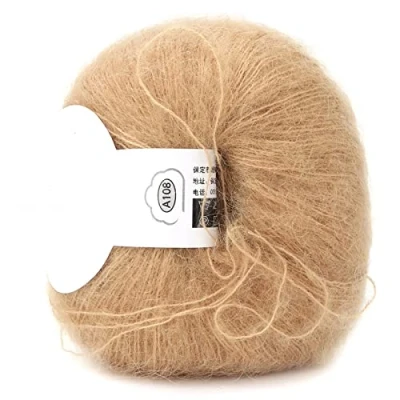 Image of Popular Soft Mohair Knitting Angora Wool Yarn for DIY Knitting(Khaki)