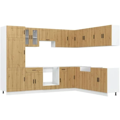 Image of vidaXL 14 Piece Kitchen Cabinet Set Porto Artisan Oak Engineered Wood