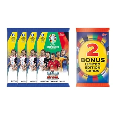 Image of Topps Official EURO 2024 Match Attax Eco Mega Multipack (Reduced Packaging Version) Contains 32 cards plus 2 random Limited Edition cards.