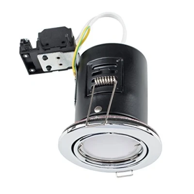 Image of MiniSun Fire Rated Polished Chrome Tiltable GU10 Recessed Ceiling Downlight