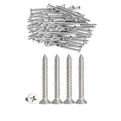 Image of 100pcs Qrity M4 x 40mm Stainless Steel Self Tapping Screws Phillips Flat Head Srews DIY Woodworking (100PCS 40mm)