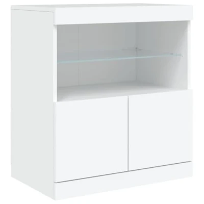 Image of vidaXL Product Title 200 Sideboard with LED Lights Modern White Engineered Wood Storage Cabinet Display Top