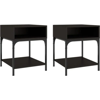 Image of vidaXL Bedside Tables 2 pcs Black 40x41x50 cm Engineered Wood
