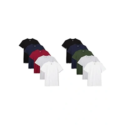 Image of Lower East Mens Le105 T Shirt, 2x Black / 1x Dark Green Blue Light Grey Heather White Red, L UK