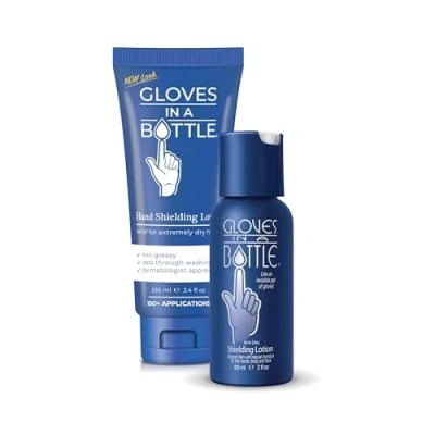 Image of Gloves In A Bottle Shielding Lotion 100ml tube and 60ml bottle.Non greasy fragrance free.Great for dry hands feet!