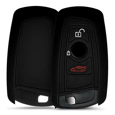 Image of kwmobile Key Cover Compatible with BMW 3 Button Remote Control Car (only Keyless Go) Soft Silicone Fob Holder Protector Case Black