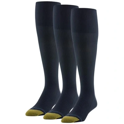 Image of Gold Toe Men&#039;s 3 Pack Metropolitan Over The Calf Dress Socks 10 13 / Shoe: 6 12.5 Navy