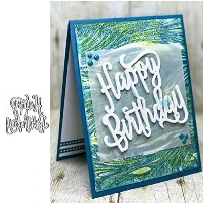 Image of Happy Birthday Letter Metal Die Cuts,Word Party Invitation Cutting Dies Cut Stencils DIY Scrapbooking Album Decorative Embossing Paper for Card Making