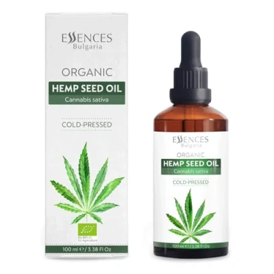 Image of Essences Bulgaria Organic Hemp Seed Oil 100ml 100% Natural Cold Pressed Therapeutic Quality Family Owned Farm Massage Base Moisturizer Ideal Carrier
